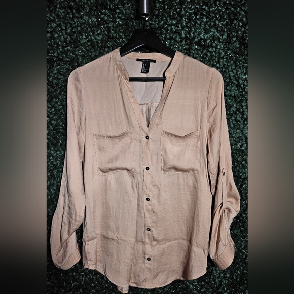 Forever 21 Light Tan Button-Down Shirt - Picture 1 of 4